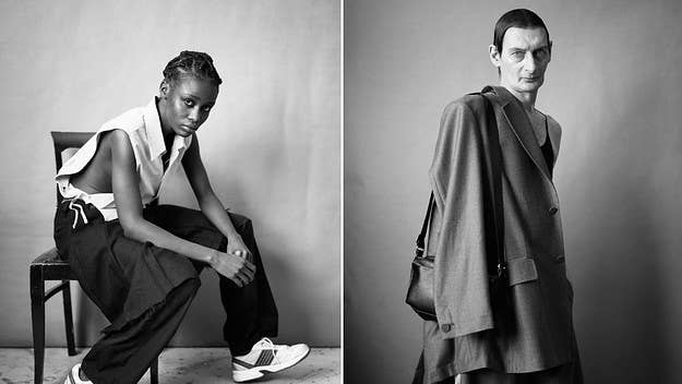 Shirt-and-tie combinations are now reworked into vests, while this season’s trend of untucked shirts frequently appears throughout the campaign.