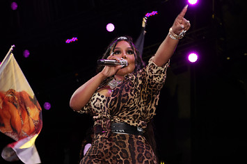 Lil Kim is pictured performing live at an event