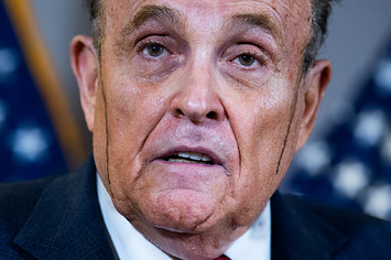 Rudy Giuliani is pictured sweating profusely