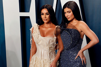 Kim Kardashian West and Kylie Jenner attend the 2020 Vanity Fair Oscar Party at Wallis Annenberg Center for the Performing Arts