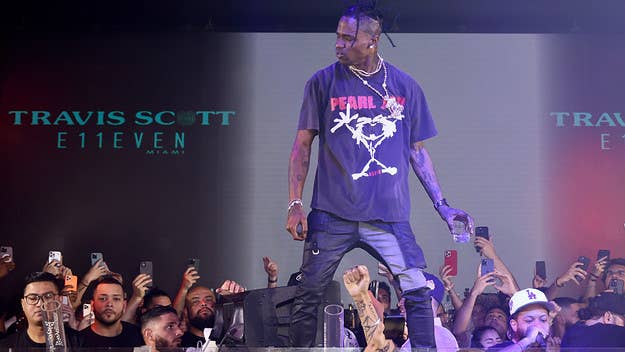 Travis Scott is slated to perform two shows at the London venue next month. This past weekend, Scott made a number of appearances amid July 4th events.