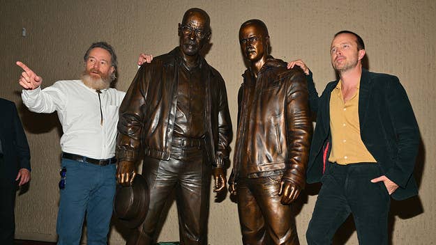 Both Bryan Cranston and Aaron Paul showed up for the unveiling of statues dedicated to their Breaking Bad​​​​​​​ characters in Albuquerque, New Mexico.