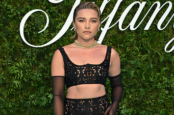 Florence Pugh is pictured at a red carpet event