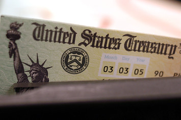 Blank Social Security check at the U.S. Treasury printing facility.