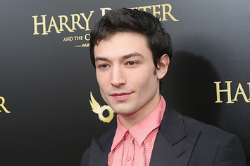Ezra Miller poses at "Harry Potter and The Cursed Child parts 1 & 2" opening night