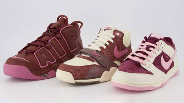 The pack will feature the Dunk Low, Air Trainer 1, and Air More Uptempo in pink and red shades. Nike's Valentine's pack will release on Feb. 14.