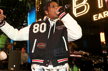 ASAP Rocky is pictured performing for fans