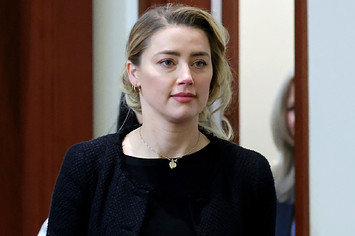 Amber Heard is seen in court during trial