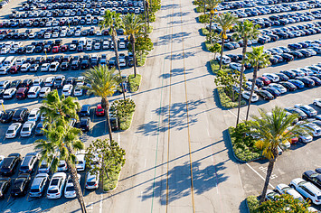 Aerial view of various parked cars from Getty Images