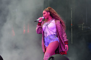 Beyonce performs on stage during the "On the Run II" Tour with Jay-Z