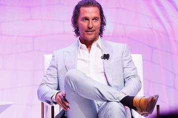 Matthew McConaughey speaks on stage at the Lincoln Centennial Celebration
