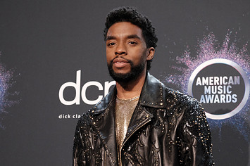 Actor Chadwick Boseman poses in the press room at the 2019 American Music Awards