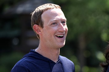CEO of Facebook Mark Zuckerberg walks to lunch