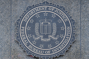 Seal of the Federal Bureau of Investigation (FBI) on the wall of J Edgar Hoover FBI Building