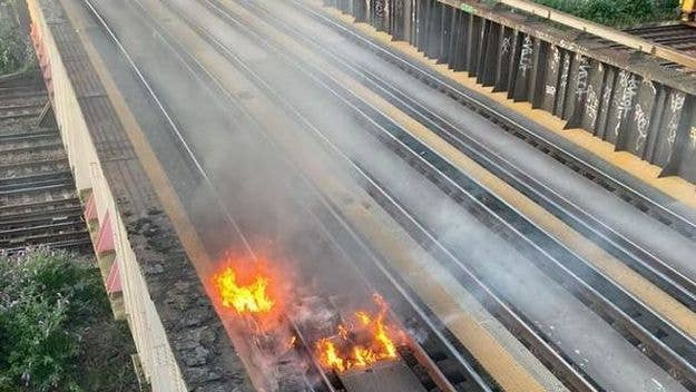 A portion of railway tracks London burst into flames on Monday (July 11) after a spark ignited timber beams caused by extreme heat, the MailOnline reports.