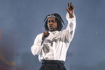 Kendrick Lamar performs at Glastonbury