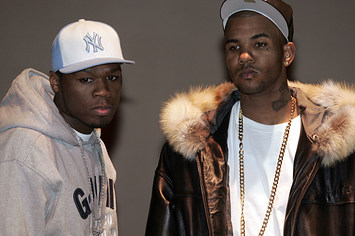 50 Cent and The Game attend a press conference in 2005