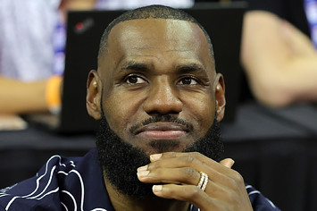 LeBron James of the Los Angeles Lakers attends a game between the Lakers and the Phoenix Suns