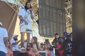Waka Flocka is seen performing in front of fans
