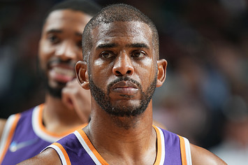 Chris Paul looks on during NBA game.