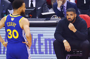 Drake and Steph Curry during the 2019 NBA Finals