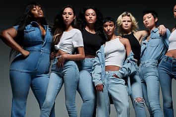 Models pose for Zara and Good American's new collection