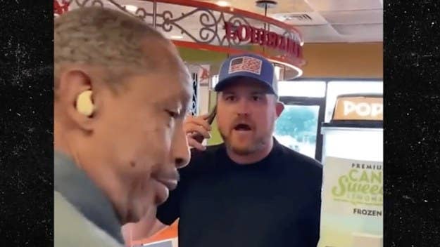 The video shows a Florida man enter a Popeyes and demand a refund at the register, threatening to call the police and using the N-word against employees.