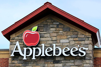 Applebee's restaurant logo on wall above entrance.