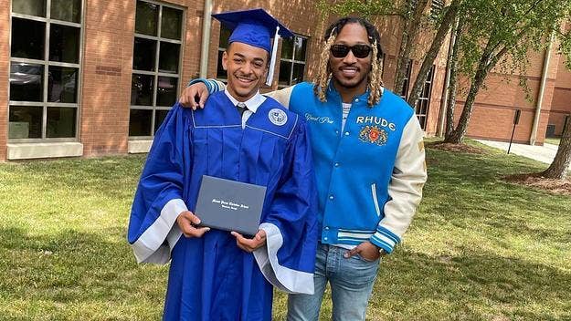 Future was seen attending his adopted son Jaiden's high school graduation this week and shared some words at a celebration that took place after.