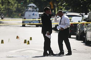 Authorities at the scene of a shooting in Brooklyn