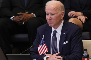 Joe Biden is pictured at a summit with other leaders