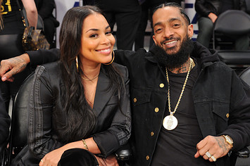 Lauren London and Nipsey Hussle at Staples Center