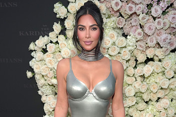 Kim Kardashian is pictured at a red carpet event