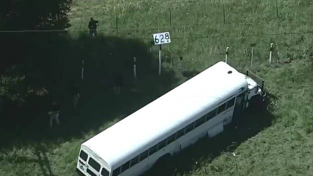 A Texas inmate serving a life sentence for capital murder escaped custody after stabbing the officer driving a transport bus and causing the vehicle to crash.