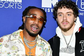 Quavo and Jack Harlow attend the Sports Illustrated Super Bowl Party
