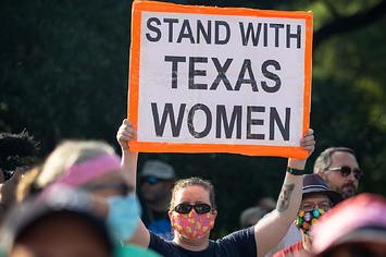 Photograph of a pro choice protest in Texas