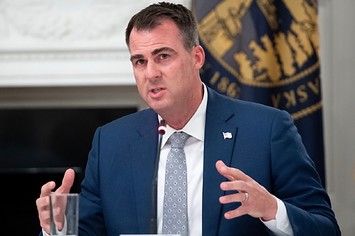 Oklahoma Governor Kevin Stitt speaks during a roundtable discussion with US President Donald Trump