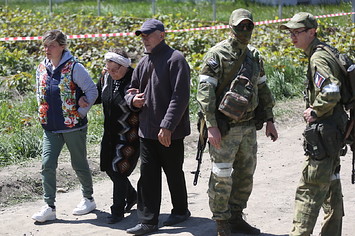 Civilians being evacuated from the Azovstal steel mill in Mariupol