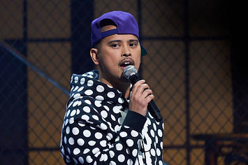 Filipino-Canadian comedian Keith Pedro performs on stage
