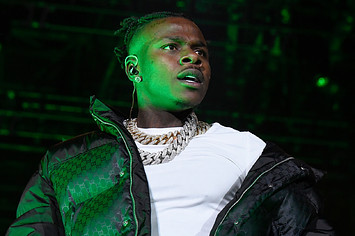 DaBaby performs as a guest during 50 Cent's set for Rolling Loud NY