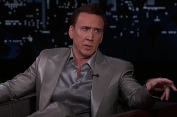 Nicolas Cage is pictured wearing a suit