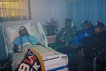 Nas, Hit Boy, ASAP Rocky, and DJ Premier at the music video shoot for "Wave Gods"
