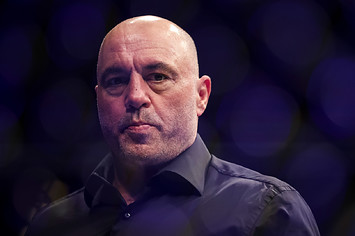 Joe Rogan looks on during the UFC 273 event at VyStar Veterans Memorial Arena on April 09, 2022