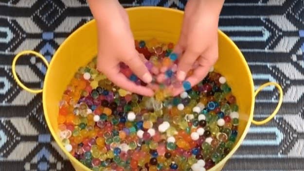 While the "Orbeez challenge" features TikTok users playing with the small gel balls, some clips show people shooting the balls at friends and strangers.