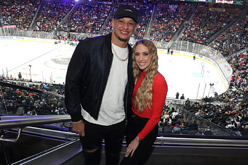 Photograph of Patrick Mahomes and wife Brittany