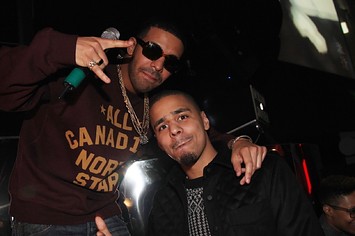 Rapper's Drake and J. Cole attend First Down Friday at Sensu