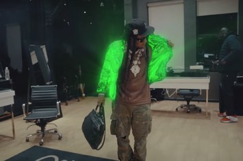 Takeoff is seen in his new music video