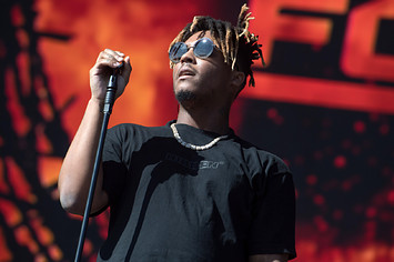 Juice WRLD is pictured performing at a show