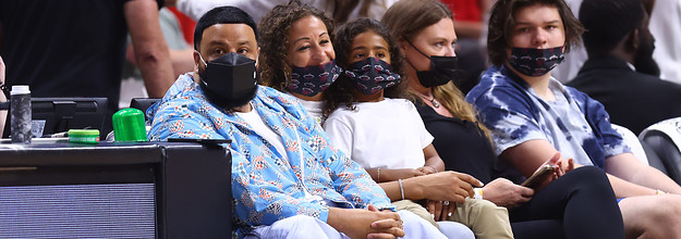 Golfer, producer, and DJ, @djkhaled brought out the blue Louis Vuitton x  Nike Air Force 1s courtside at the Miami Heat playoff game 🔥🔵