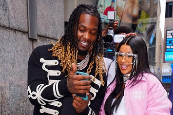 Offset and Cardi B at Nasdaq HQ in Times Square